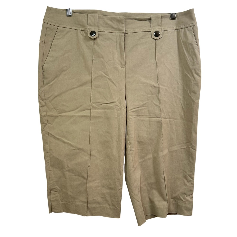 Style & Co Woman Tan Khaki Stretch Bermuda Shorts Plus Size 14W Knee Length